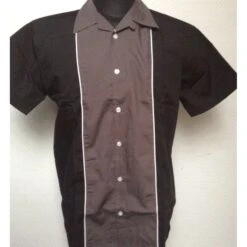 Bowlinghemd - Relco - Grau/ Schwarz