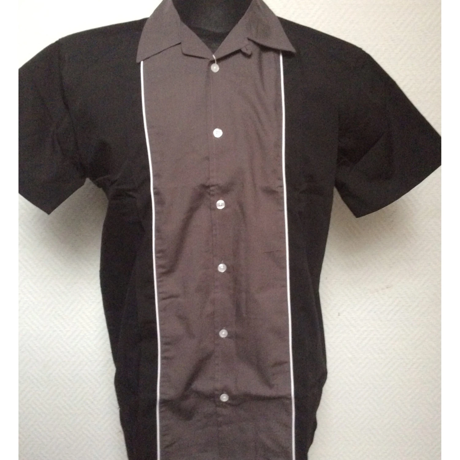 Bowlinghemd - Relco - Grau/ Schwarz