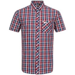 Kurzarmhemd - Lonsdale - Blau / Weiß / Rot